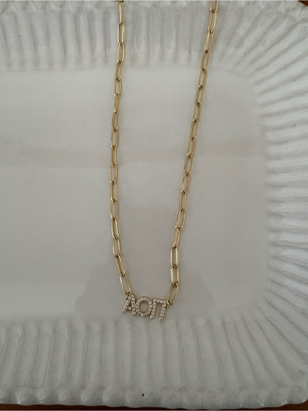 Gold Paperclip AOII Chain Necklace